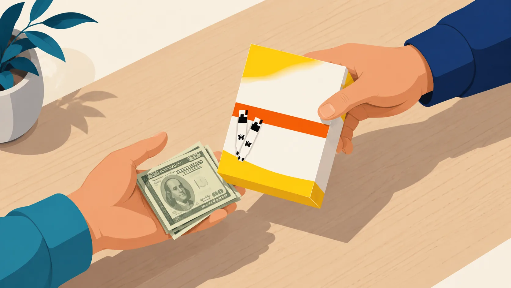 A sealed box of test strips and cash on a tabletop — a Millbury pickup.